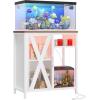 imageYITAHOME Fish Tank Stand with Power Outlets ampamp LED Light 2029 Gallon Metal Aquarium Stand with Cabinet for Fish Tank Accessories Storage for Turtle Tank Reptile Terrarium 350LBS Capacity GreyWhite Oak