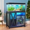 imageYITAHOME Fish Tank Stand with Power Outlets ampamp LED Light 2029 Gallon Metal Aquarium Stand with Cabinet for Fish Tank Accessories Storage for Turtle Tank Reptile Terrarium 350LBS Capacity GreyGrey