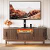 imageYITAHOME Fluted TV Stands for Living Room with Mount Modern Entertainment Center for 3270 inch TVs LED Curved TV Stand with PowerOutlets ampamp LED Light Curved Profile Design Natural OakWalnut