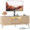 imageYITAHOME Fluted TV Stands for Living Room with Mount Modern Entertainment Center for 3270 inch TVs LED Curved TV Stand with PowerOutlets ampamp LED Light Curved Profile Design Natural OakNatural Oak