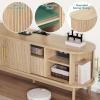 imageYITAHOME Fluted TV Stands for Living Room with Mount Modern Entertainment Center for 3270 inch TVs LED Curved TV Stand with PowerOutlets ampamp LED Light Curved Profile Design Natural OakNatural Oak