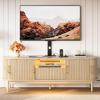 imageYITAHOME Fluted TV Stands for Living Room with Mount Modern Entertainment Center for 3270 inch TVs LED Curved TV Stand with PowerOutlets ampamp LED Light Curved Profile Design Natural OakNatural Oak