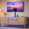 imageYITAHOME Fluted TV Stands for Living Room with Mount Modern Entertainment Center for 3270 inch TVs LED Curved TV Stand with PowerOutlets ampamp LED Light Curved Profile Design Natural OakNatural Oak