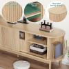 imageYITAHOME Fluted TV Stands for Living Room with Mount Modern Entertainment Center for 3270 inch TVs LED Curved TV Stand with PowerOutlets ampamp LED Light Curved Profile Design Natural OakNatural Oak