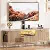 imageYITAHOME Fluted TV Stands for Living Room with Mount Modern Entertainment Center for 3270 inch TVs LED Curved TV Stand with PowerOutlets ampamp LED Light Curved Profile Design Natural OakNatural Oak
