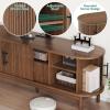 imageYITAHOME Fluted TV Stands for Living Room with Mount Modern Entertainment Center for 3270 inch TVs LED Curved TV Stand with PowerOutlets ampamp LED Light Curved Profile Design Natural OakWalnut