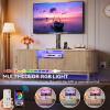 imageYITAHOME Fluted TV Stands for Living Room with Mount Modern Entertainment Center for 3270 inch TVs LED Curved TV Stand with PowerOutlets ampamp LED Light Curved Profile Design Natural OakNatural Oak