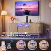 imageYITAHOME Fluted TV Stands for Living Room with Mount Modern Entertainment Center for 3270 inch TVs LED Curved TV Stand with PowerOutlets ampamp LED Light Curved Profile Design Natural OakNatural Oak