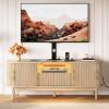 imageYITAHOME Fluted TV Stands for Living Room with Mount Modern Entertainment Center for 3270 inch TVs LED Curved TV Stand with PowerOutlets ampamp LED Light Curved Profile Design Natural OakNatural Oak