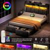 imageYITAHOME Full Size Bed Frame with 2 Storage Drawers and Charging Station Upholstered Bed with Storage Headboard and LED Light Heavy Duty Metal Support No Box Spring Needed Noise Free BlackBlack