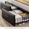imageYITAHOME Full Size Bed Frame with 2 Storage Drawers and Charging Station Upholstered Bed with Storage Headboard and LED Light Heavy Duty Metal Support No Box Spring Needed Noise Free BlackBlack