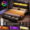 imageYITAHOME Full Size Bed Frame with 2 Storage Drawers and Charging Station Upholstered Bed with Storage Headboard and LED Light Heavy Duty Metal Support No Box Spring Needed Noise Free BlackBlack
