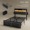 imageYITAHOME Full Size Bed Frame with 2 Storage Drawers and Charging Station Upholstered Bed with Storage Headboard and LED Light Heavy Duty Metal Support No Box Spring Needed Noise Free BlackBlack