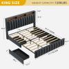 imageYITAHOME Full Size Bed Frame with 4 Storage Drawers and RGB LED Lights Velvet Upholstered Platform Bed with Charging Station and Bookcase Storage Headboard No Box Spring Needed Easy Assembly GreyGrey