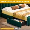 imageYITAHOME Full Size Bed Frame with 4 Storage Drawers and RGB LED Lights Velvet Upholstered Platform Bed with Charging Station and Bookcase Storage Headboard No Box Spring Needed Easy Assembly GreyGreen