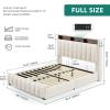 imageYITAHOME Full Size Bed Frame with 4 Storage Drawers and RGB LED Lights Velvet Upholstered Platform Bed with Charging Station and Bookcase Storage Headboard No Box Spring Needed Easy Assembly GreyBeige
