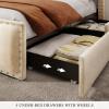 imageYITAHOME Full Size Bed Frame with 4 Storage Drawers and RGB LED Lights Velvet Upholstered Platform Bed with Charging Station and Bookcase Storage Headboard No Box Spring Needed Easy Assembly GreyBeige