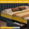 imageYITAHOME Full Size Bed Frame with 4 Storage Drawers and RGB LED Lights Velvet Upholstered Platform Bed with Charging Station and Bookcase Storage Headboard No Box Spring Needed Easy Assembly GreyGrey