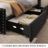 imageYITAHOME Full Size Bed Frame with 4 Storage Drawers and RGB LED Lights Velvet Upholstered Platform Bed with Charging Station and Bookcase Storage Headboard No Box Spring Needed Easy Assembly GreyBlack