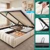 imageYITAHOME Full Size Bed Frame with 4 Storage Drawers and RGB LED Lights Velvet Upholstered Platform Bed with Charging Station and Bookcase Storage Headboard No Box Spring Needed Easy Assembly GreyBeige