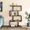 imageYITAHOME Geometric Bookshelf 5Tier Bookshelf SShaped Bookshelves Modern Geometric Bookcase Freestanding Multifunctional Storage Shelving for Living Room Home Office BlackRetro Brown