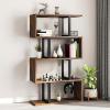 imageYITAHOME Geometric Bookshelf 5Tier Bookshelf SShaped Bookshelves Modern Geometric Bookcase Freestanding Multifunctional Storage Shelving for Living Room Home Office BlackRetro Brown