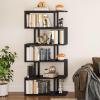 imageYITAHOME Geometric Bookshelf 5Tier Bookshelf SShaped Bookshelves Modern Geometric Bookcase Freestanding Multifunctional Storage Shelving for Living Room Home Office BlackBlack
