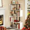 imageYITAHOME Geometric Bookshelf 5Tier Bookshelf SShaped Bookshelves Modern Geometric Bookcase Freestanding Multifunctional Storage Shelving for Living Room Home Office BlackWhite