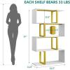 imageYITAHOME Geometric Bookshelf 5Tier Bookshelf SShaped Bookshelves Modern Geometric Bookcase Freestanding Multifunctional Storage Shelving for Living Room Home Office BlackWhite Gold