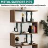 imageYITAHOME Geometric Bookshelf 5Tier Bookshelf SShaped Bookshelves Modern Geometric Bookcase Freestanding Multifunctional Storage Shelving for Living Room Home Office BlackRetro Brown