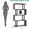 imageYITAHOME Geometric Bookshelf 5Tier Bookshelf SShaped Bookshelves Modern Geometric Bookcase Freestanding Multifunctional Storage Shelving for Living Room Home Office BlackGrey