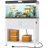 imageYITAHOME Heavy Duty 5575 Gallon Aquarium Stand with Power Outlets Cabinet for Aquarium Accessories Storage  Metal Fish Tank Stand Suitable for Fish Turtle Tank 880LBS Capacity WhiteWhite