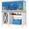 imageYITAHOME Heavy Duty 5575 Gallon Aquarium Stand with Power Outlets Cabinet for Aquarium Accessories Storage  Metal Fish Tank Stand Suitable for Fish Turtle Tank 880LBS Capacity WhiteWhiteWalnut