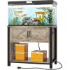 imageYITAHOME Heavy Duty 5575 Gallon Aquarium Stand with Power Outlets Cabinet for Aquarium Accessories Storage  Metal Fish Tank Stand Suitable for Fish Turtle Tank 880LBS Capacity WhiteGrey