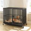 imageYITAHOME Heavy Duty Dog Crates for Small Medium Dogs 38 Inch Metal Dog Kennel Indoor with Wheels High Anxiety Dog Crate Large Dog Cage with Escape Proof Three Doors and Removable Tray374L x 224W x 327H