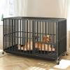 imageYITAHOME Heavy Duty Dog Crates for Small Medium Dogs 38 Inch Metal Dog Kennel Indoor with Wheels High Anxiety Dog Crate Large Dog Cage with Escape Proof Three Doors and Removable Tray472L x 295W x 323H
