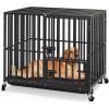 imageYITAHOME Heavy Duty Dog Crates for Small Medium Dogs 38 Inch Metal Dog Kennel Indoor with Wheels High Anxiety Dog Crate Large Dog Cage with Escape Proof Three Doors and Removable Tray374L x 224W x 327H