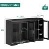 imageYITAHOME Home Bar Cabinet wLED Light 55 Liquor Cabinet with 4 Doors Coffee Bar Cabinet with Adjustable Shelves Wine Cabinet for Kitchen Living Room BlackBlack