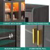 imageYITAHOME Home Bar Cabinet wLED Light 55 Liquor Cabinet with 4 Doors Coffee Bar Cabinet with Adjustable Shelves Wine Cabinet for Kitchen Living Room BlackCharcoal Grey