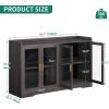 imageYITAHOME Home Bar Cabinet wLED Light 55 Liquor Cabinet with 4 Doors Coffee Bar Cabinet with Adjustable Shelves Wine Cabinet for Kitchen Living Room BlackCharcoal Grey