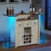 imageYITAHOME Home Bar Unit with LED Lights  Drawer Farmhouse Bar Cabinet with Glasses Holder and Wine Storage Wine Bar Cabinet Set Mini Bar with Footrest for Living Room Off WhiteWalnut GrainOff Whitewalnut Grain