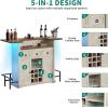 imageYITAHOME Home Bar Unit with LED Lights  Drawer Farmhouse Bar Cabinet with Glasses Holder and Wine Storage Wine Bar Cabinet Set Mini Bar with Footrest for Living Room Off WhiteWalnut GrainOff Whitewalnut Grain