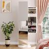 imageYITAHOME Jewelry Mirror Cabinet with Lights Full Length Mirror Jewelry Armoire LED Jewelry Organizer with 1 Coat Hanger 4 Hooks Standing Jewelry Armoires with Storage Shelves