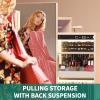 imageYITAHOME Jewelry Mirror Cabinet with Lights Full Length Mirror Jewelry Armoire LED Jewelry Organizer with 1 Coat Hanger 4 Hooks Standing Jewelry Armoires with Storage Shelves