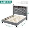 imageYITAHOME King Size Bed Frame with 58quot Tall Headboard Storage Headboard Bed with USB Charging Stations TypeC Port Velvet Upholstered Beds with Deep Button Tufted No Box Spring Needed GreyGrey