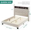 imageYITAHOME King Size Bed Frame with 58quot Tall Headboard Storage Headboard Bed with USB Charging Stations TypeC Port Velvet Upholstered Beds with Deep Button Tufted No Box Spring Needed GreyBeige