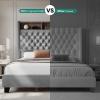 imageYITAHOME King Size Bed Frame with 58quot Tall Headboard Storage Headboard Bed with USB Charging Stations TypeC Port Velvet Upholstered Beds with Deep Button Tufted No Box Spring Needed GreyGrey