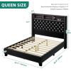 imageYITAHOME King Size Bed Frame with 58quot Tall Headboard Storage Headboard Bed with USB Charging Stations TypeC Port Velvet Upholstered Beds with Deep Button Tufted No Box Spring Needed GreyBlack