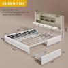 imageYITAHOME King Size Bed Frame with RGB LED Lights ampamp Storage Bookcase Headboard Upholstered Bed with Charging Station and 4 Drawers No Box Spring Needed Easy Assembly NoiseFree PU Leather WhitePu Leather White