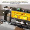 imageYITAHOME King Size Bed Frame with RGB LED Lights ampamp Storage Bookcase Headboard Upholstered Bed with Charging Station and 4 Drawers No Box Spring Needed Easy Assembly NoiseFree PU Leather WhitePu Leather Black